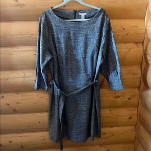 X H&M Charcoal and Light Gray Woven look mini office dress/ tunic